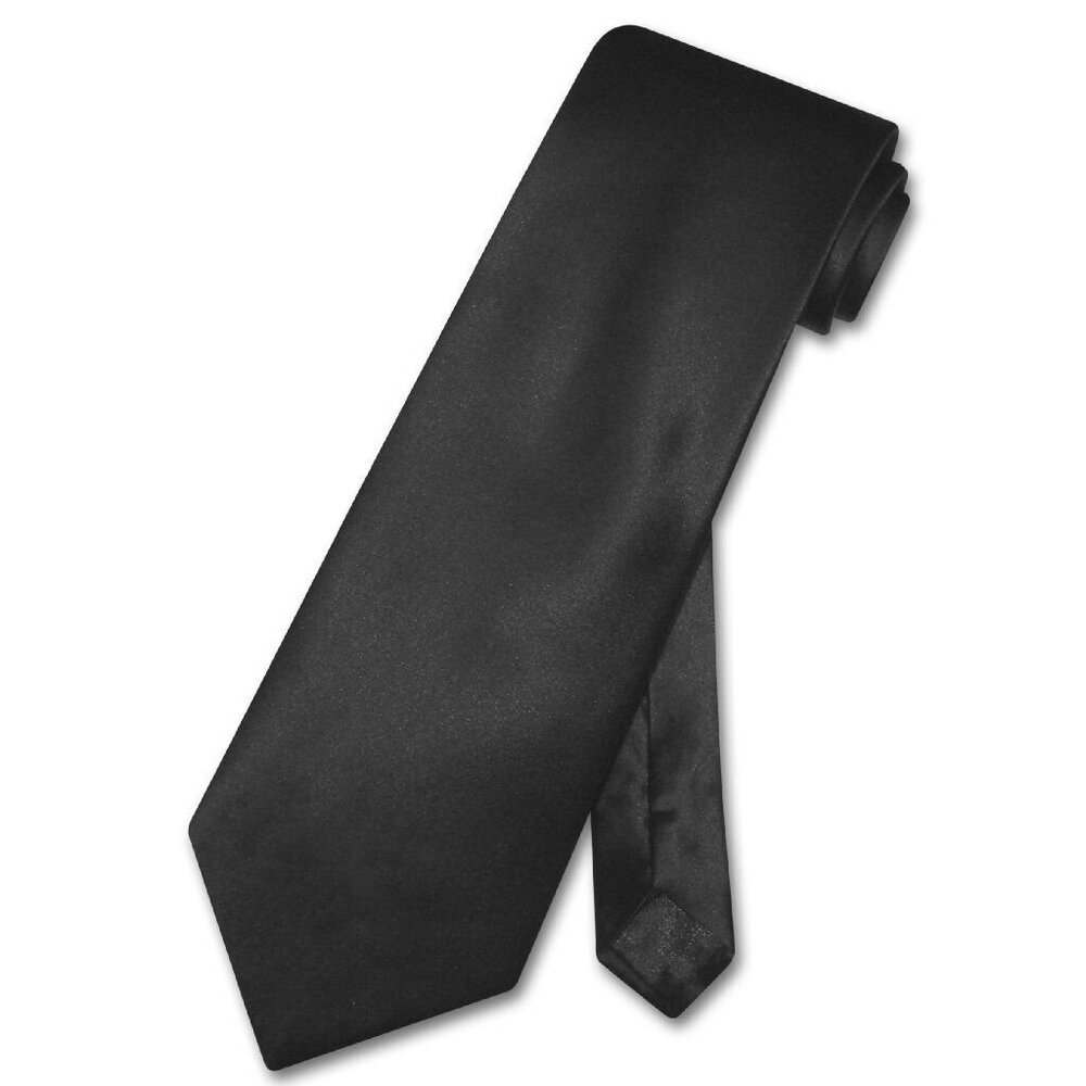 5X NeckTie Solid BLACK 100% NEW
